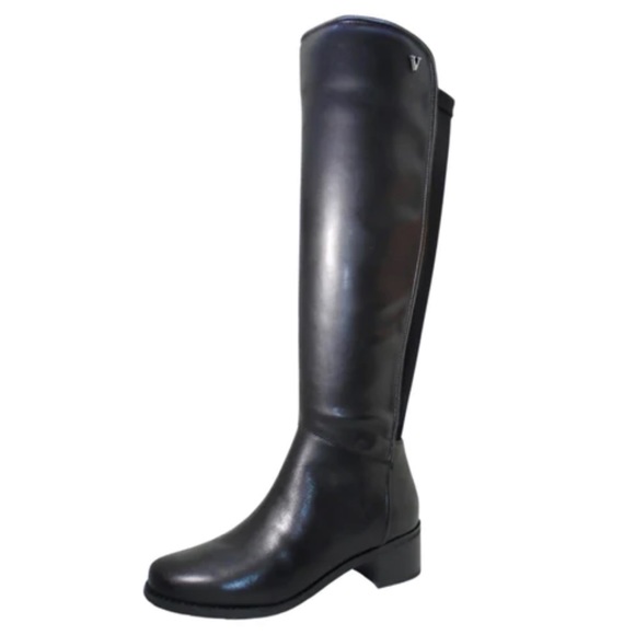 Daria VALDINI BLACK LEATHER KNEE HIGH waterproof Boots Size 8.5 - Picture 4 of 5